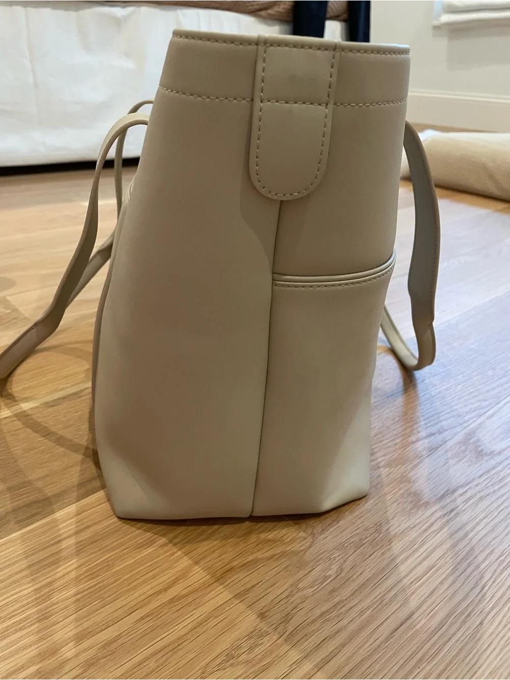 Monos Ivory Vegan Leather Metro Tote Bag